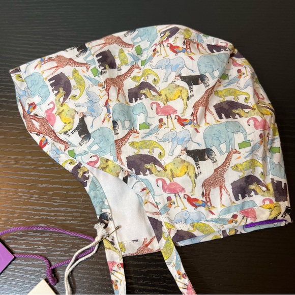 Briar Baby Bonnet Liberty London Fabric Animalia 6-12 Months NWT - Picture 2 of 9